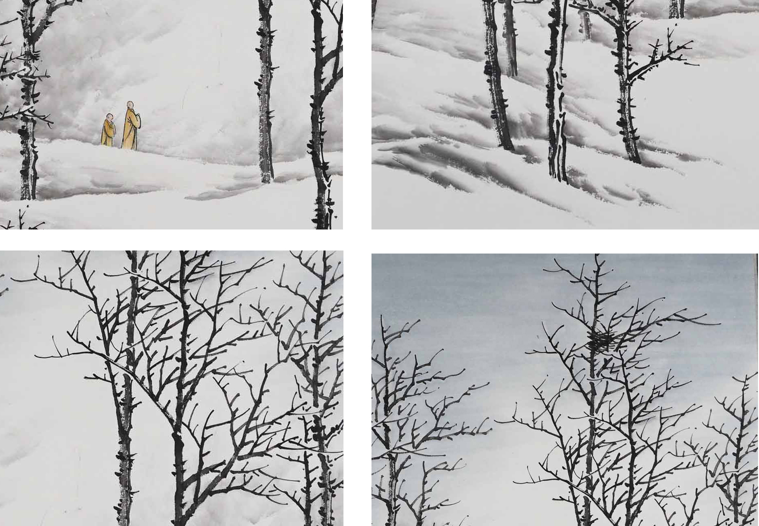 吴大恺  禅意雪景山水画