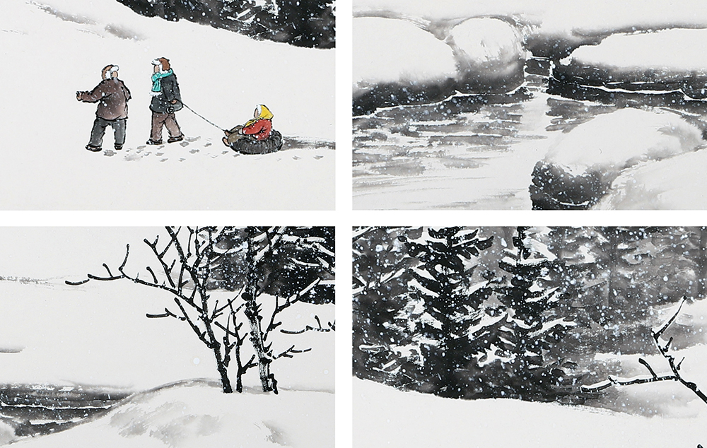 吴大恺  东北雪景山水画